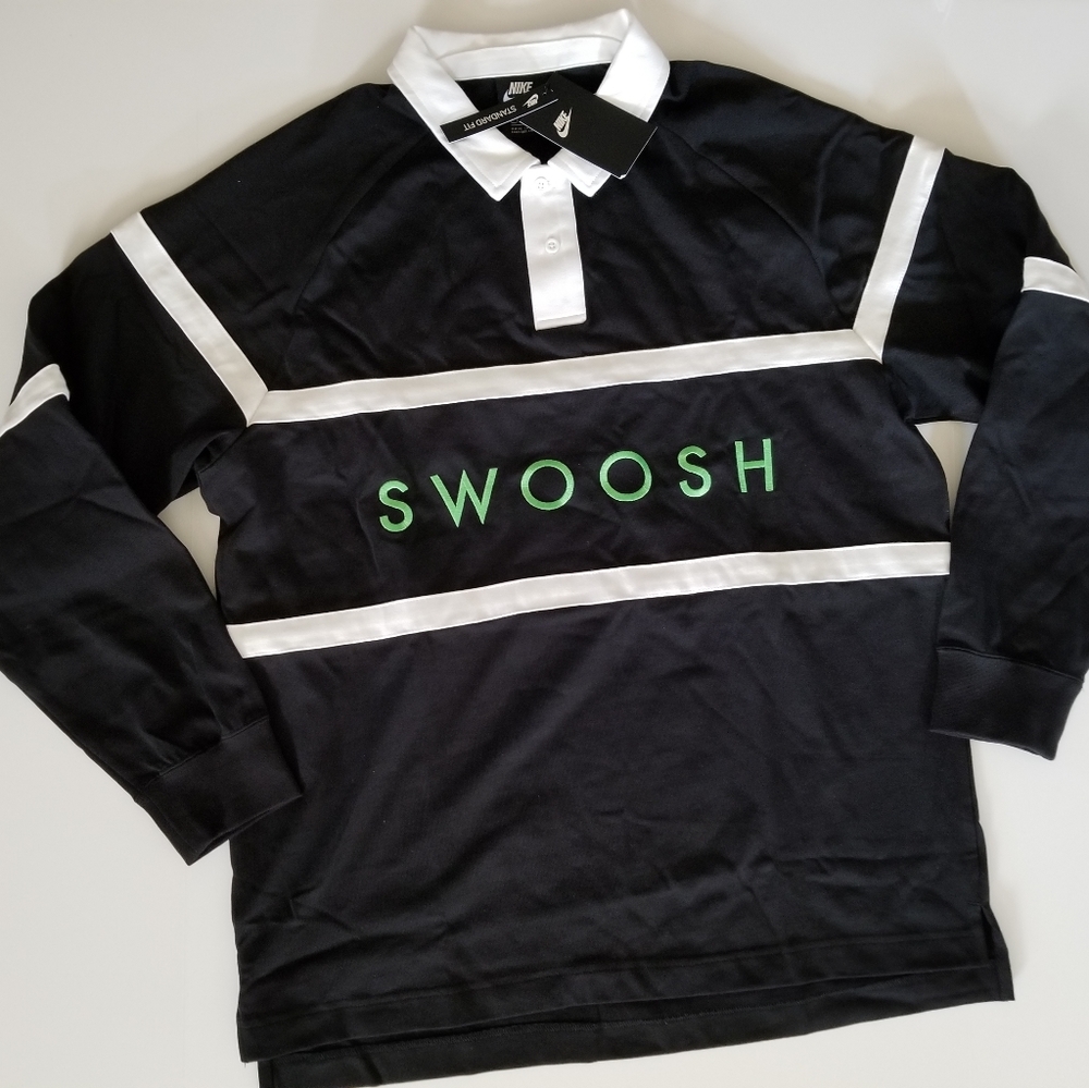 Nike Men's Sportswear Swoosh Rugby Long Sleeve Shi